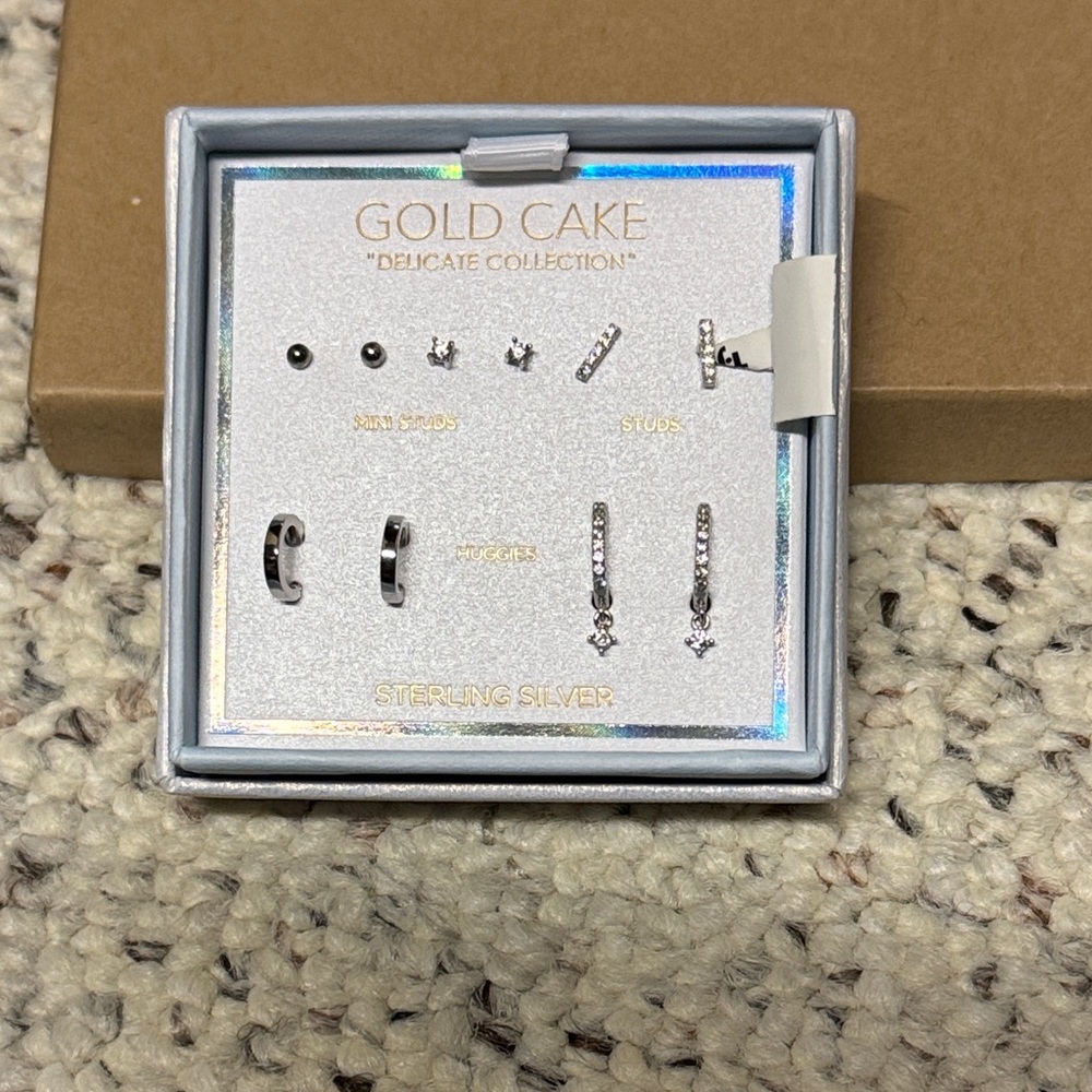 Gold Cake Sterling Silver Earring Set